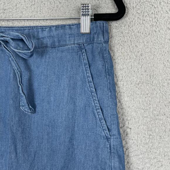 Draper James Skirt Womens Small Blue Chambray A Line Drawstring Pockets Cotton - Picture 3 of 10